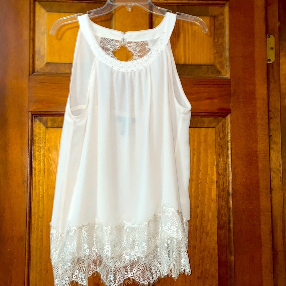WHBM Cream Lace Top - Picture 1 of 11